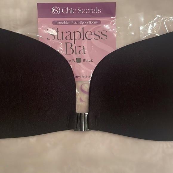 Brand New Self Adhesive Backless Strapless Silicone Black Push Up Bra - Picture 10 of 16